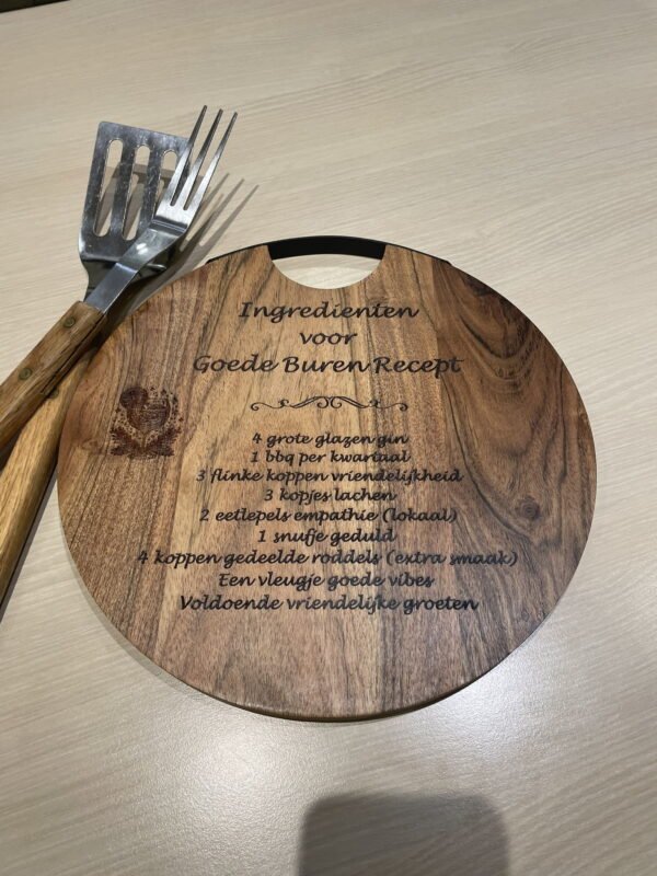 Ronde Acacia snijplank - Text